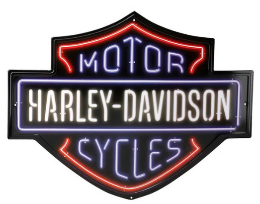 Harley-Davidson Neon Look Bar & Shield Embossed Tin Sign