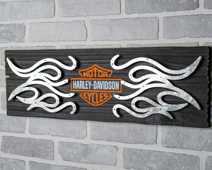Harley-Davidson Bar & Shield Flames Pub Sign