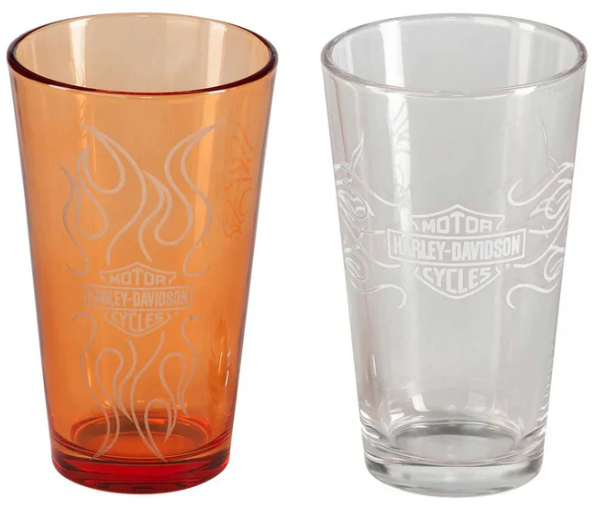 Harley-Davidson Bar & Shield Flames Pint Glass Set
