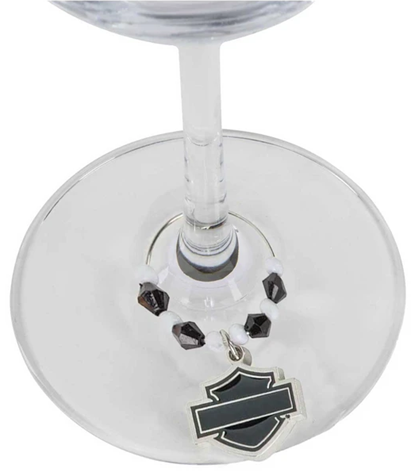 Harley-Davidson Silhouette Bar & Shield Wine Glass Charms - 4 Pk