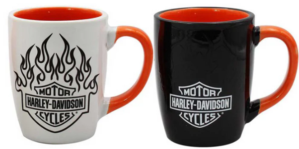 Harley- Davidson Bar & Shield Colour Changing Flames 2 Piece Ceramic Mug Set