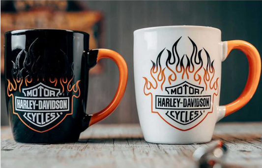 Harley- Davidson Bar & Shield Colour Changing Flames 2 Piece Ceramic Mug Set