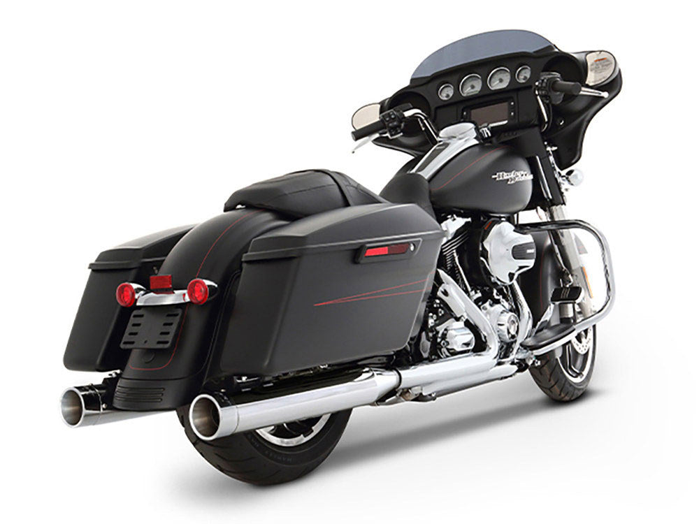4in. Slip-On Mufflers - Chrome with Chrome End Caps. Fits Touring 1995-2016 & Trike 2017-2020.
