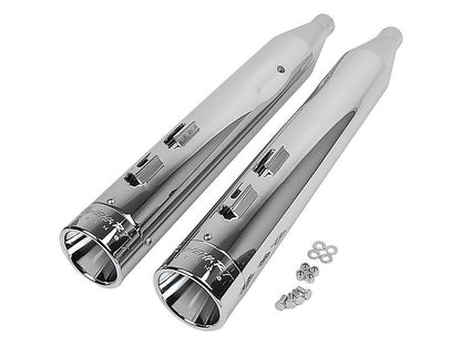 4in. Slip-On Mufflers - Chrome with Chrome End Caps. Fits Touring 1995-2016 & Trike 2017-2020.