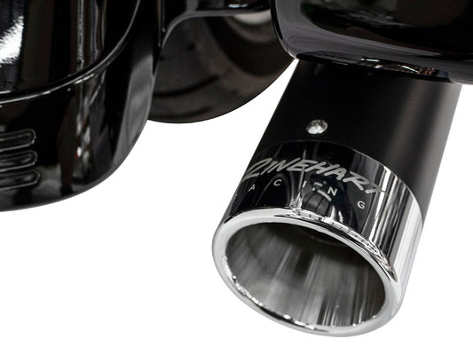 4in. Slip-On Mufflers - Black with Chrome End Caps. Fits Touring 2017up.