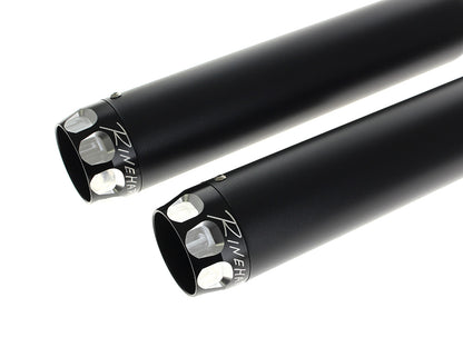 3in. Slip-On Mufflers - Black with Black Scalloped End Caps. Fits Dyna 1995-2017