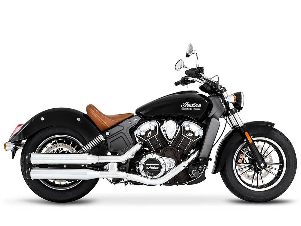 3-1/2in. Slip-On Mufflers - Chrome with Black End Caps. Fits Indian Scout 2015-2024