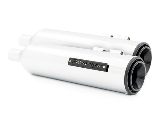 4-1/2in. HP45 Slip-On Short Race Inspired Mufflers - Chrome with Black End Caps. Fits Touring 2017up.