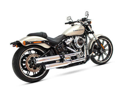 3-1/2in. Slip-On Mufflers - Chrome with Chrome End Caps. Fits Softail Slim, Street Bob, Standard & Low Rider Models 2018-2024 & Breakout & Fat Boy 2018up