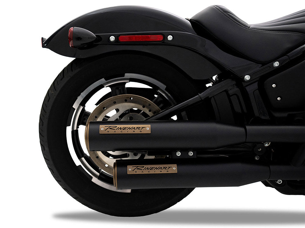 3-1/2in. Slip-On Mufflers - Black with Bronze End Caps. Fits Softail Slim, Street Bob, Standard & Low Rider Models 2018-2024 & Breakout & Fat Boy 2018up