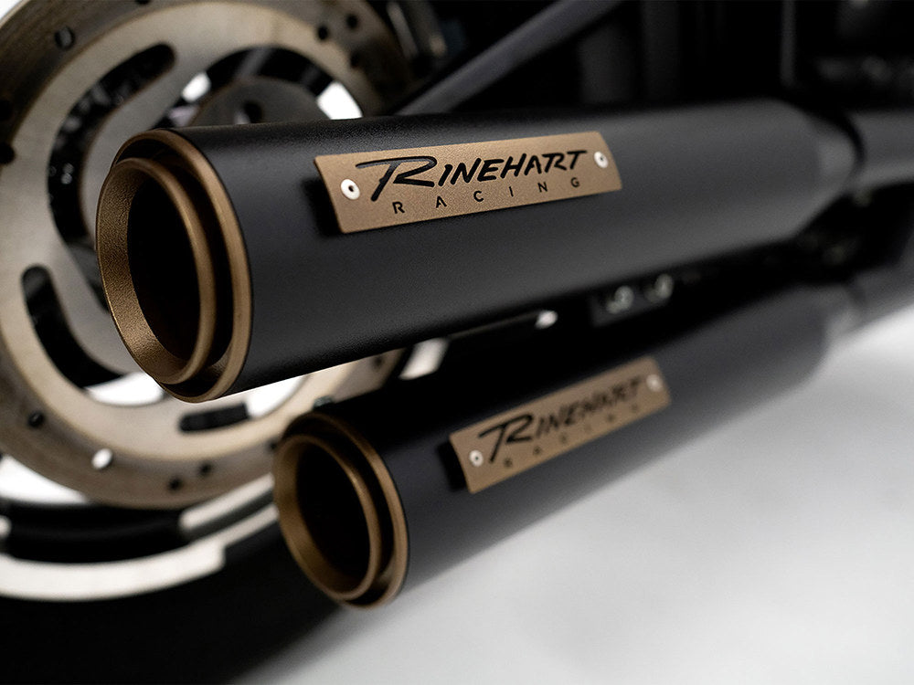 3-1/2in. Slip-On Mufflers - Black with Bronze End Caps. Fits Softail Slim, Street Bob, Standard & Low Rider Models 2018-2024 & Breakout & Fat Boy 2018up