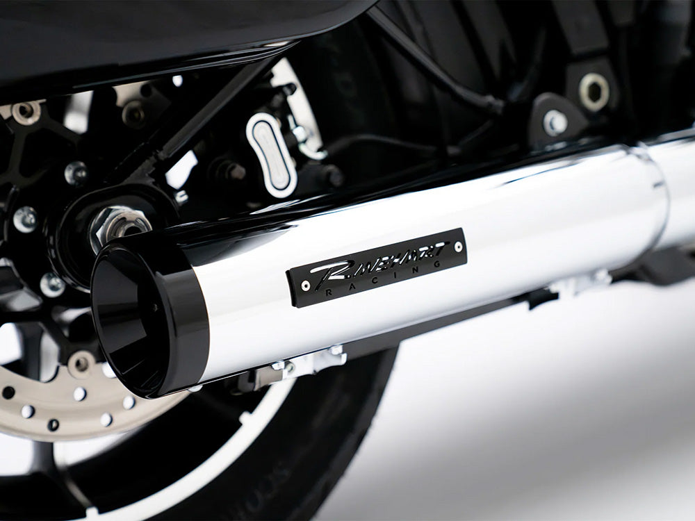 4in. HP40 Slip-On Muffler - Chrome with Black End Cap. Fits Softail Street Bob, Low Rider S, Low Rider ST & Heritage 2025up