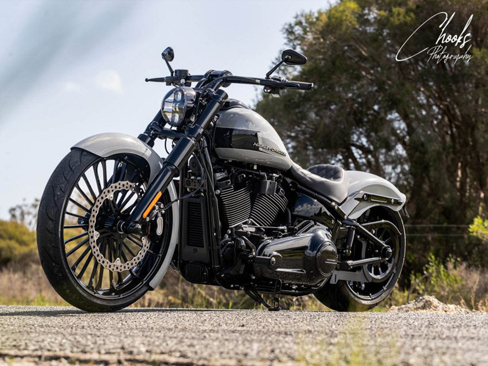 6in. wide, Straight Cut LS-2 Front Fender. Fits Breakout 2013up with 23in. Front Wheel.