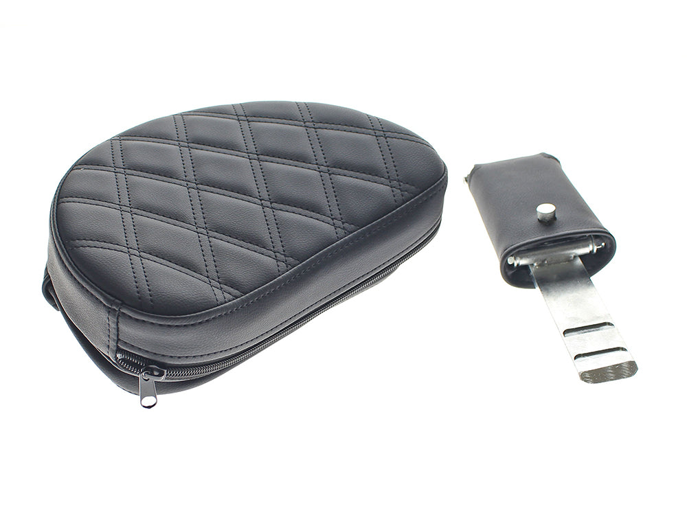 Explorer LS Dual Seat With Backrest & with Black Double Diamond Lattice Stitch. Fits Softail Deluxe & Heritage 2006-2017