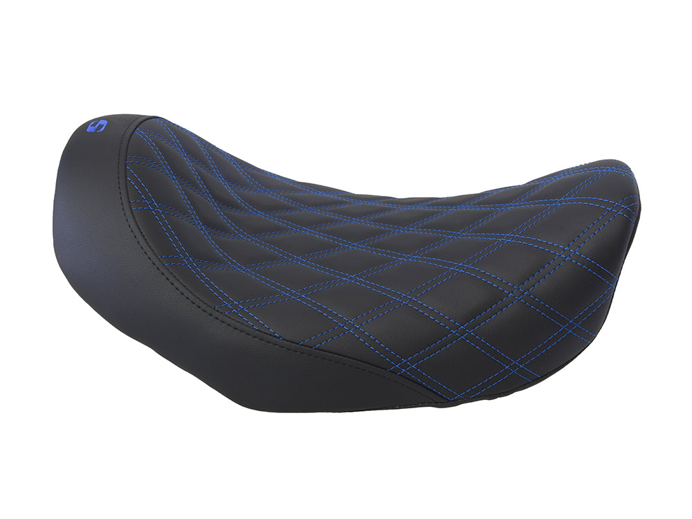 Renegade LS Solo Seat with Blue Double Diamond Stitch. Fits Dyna 2006-2017.