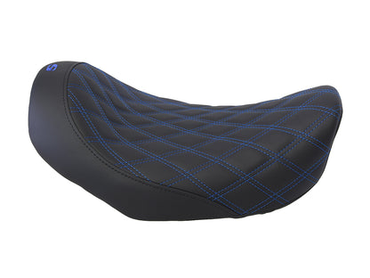 Renegade LS Solo Seat with Blue Double Diamond Stitch. Fits Dyna 2006-2017.