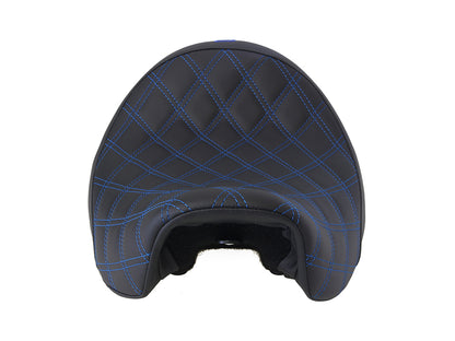 Renegade LS Solo Seat with Blue Double Diamond Stitch. Fits Dyna 2006-2017.