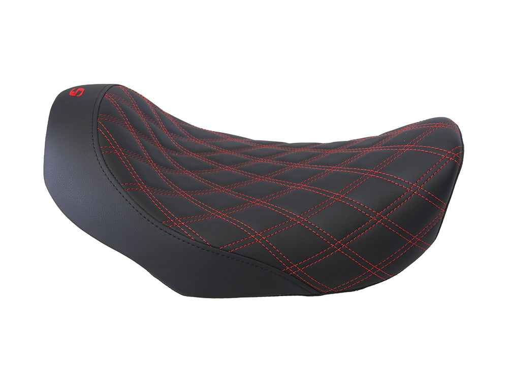 Renegade LS Solo Seat with Red Double Diamond Stitch. Fits Dyna 2006-2017.