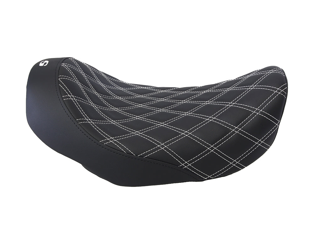 Renegade LS Solo Seat with White Double Diamond Stitch. Fits Dyna 2006-2017.