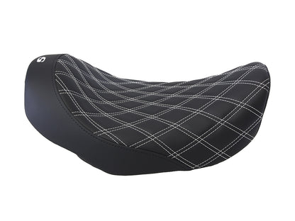 Renegade LS Solo Seat with White Double Diamond Stitch. Fits Dyna 2006-2017.