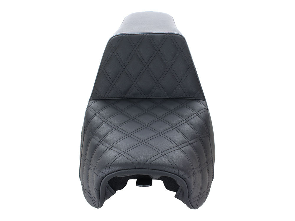 Step-Up LS Dual Seat with Black Double Diamond Lattice Stitch. Fits Dyna 2006-2017.