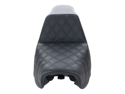 Step-Up LS Dual Seat with Black Double Diamond Lattice Stitch. Fits Dyna 2006-2017.