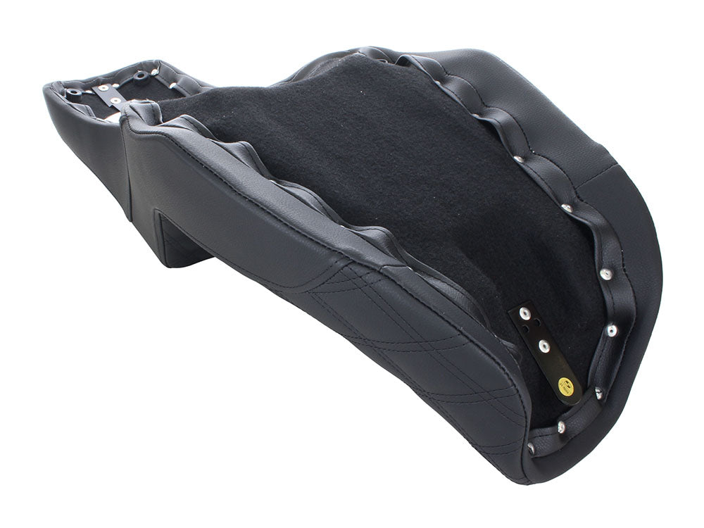 Step-Up LS Dual Seat with Black Double Diamond Lattice Stitch. Fits Dyna 2006-2017.