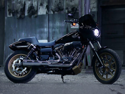 Step-Up LS Dual Seat with Black Double Diamond Lattice Stitch. Fits Dyna 2006-2017.