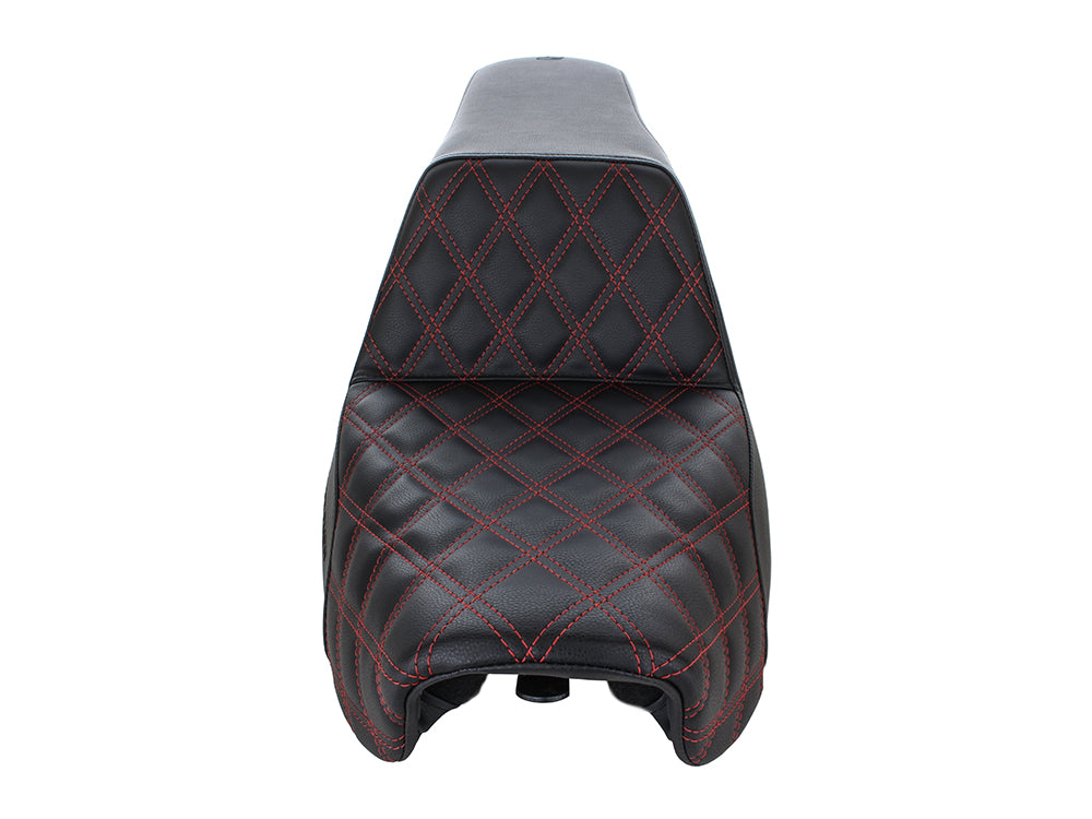Step-Up LS Dual Seat with Red Double Diamond Lattice Stitch. Fits Dyna 2006-2017.