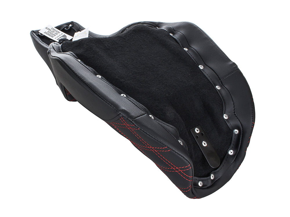 Step-Up LS Dual Seat with Red Double Diamond Lattice Stitch. Fits Dyna 2006-2017.