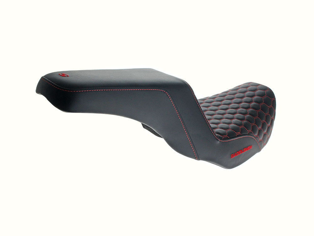 Step-Up HC Dual Seat with Red Honeycomb Stitch. Fits Dyna 2006-2017