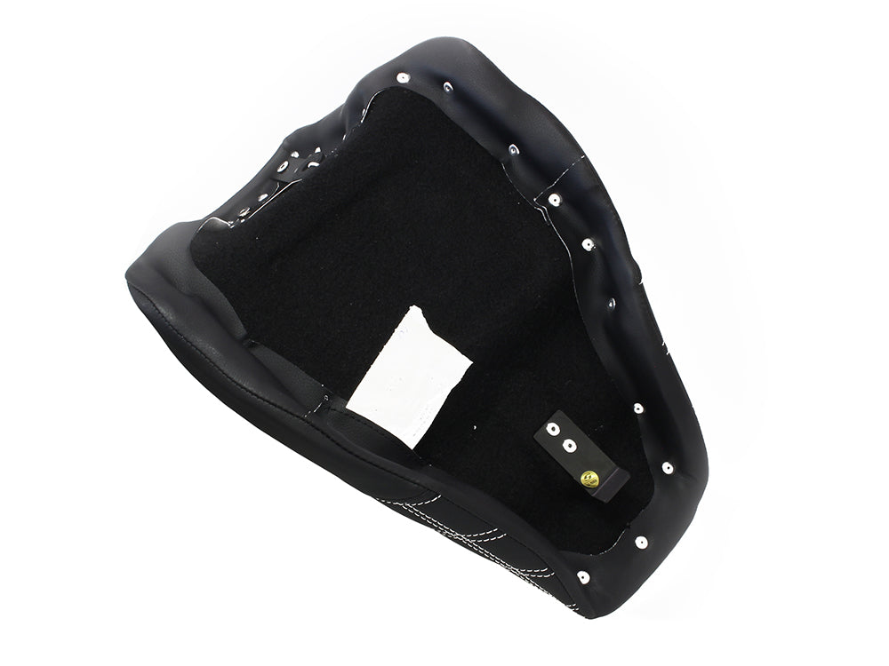 Renegade LS Solo Seat with White Double Diamond Stitch. Fits Softail 2008-2017 with 150 OEM Rear Tyre.