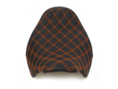 Renegade LS Solo Seat with Orange Double Diamond Lattice Stitch. Fits Most Touring 2008-2024