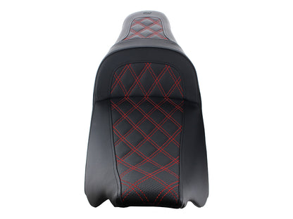 Slim LS Dual Seat with Red Double Diamond Lattice Stitch. Fits Most Touring 2008-2024