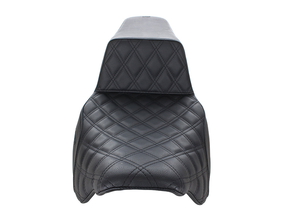Step-Up LS Dual Seat with Black Double Diamond Lattice Stitch. Fits Most Touring 2008-2024