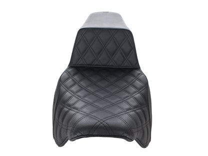 Step-Up LS Dual Seat with Black Double Diamond Lattice Stitch. Fits Most Touring 2008-2024