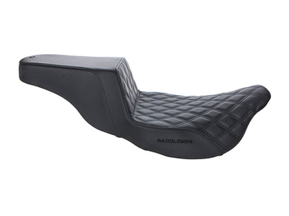 Step-Up LS Dual Seat with Black Double Diamond Lattice Stitch. Fits Most Touring 2008-2024