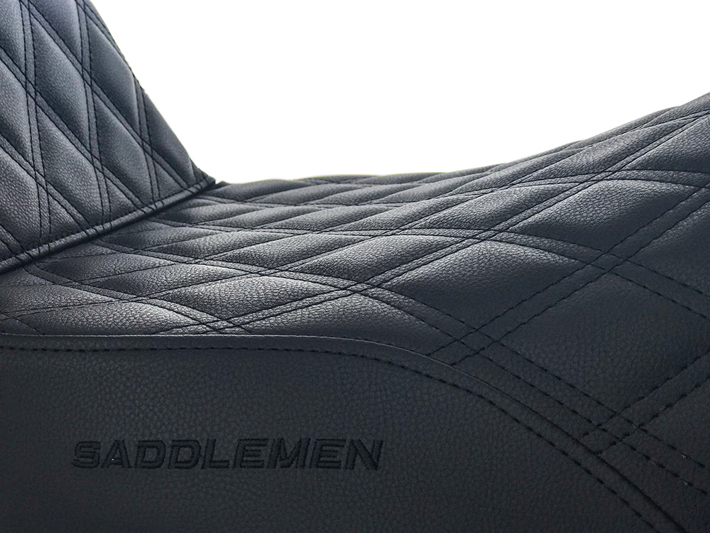 Step-Up LS Dual Seat with Black Double Diamond Lattice Stitch. Fits Most Touring 2008-2024