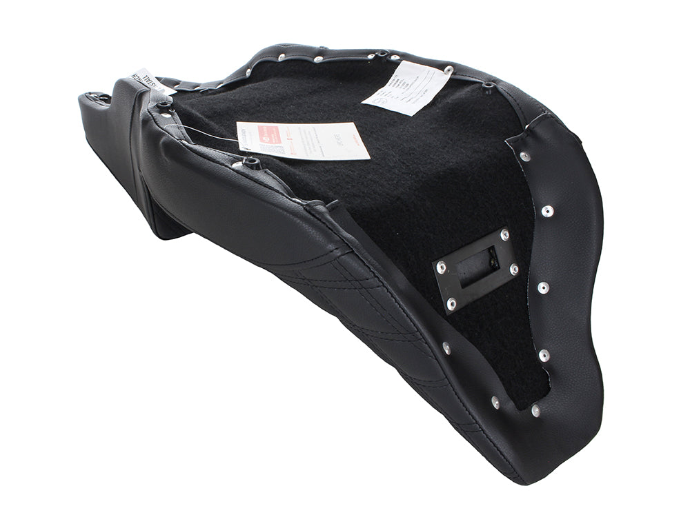 Step-Up LS Dual Seat with Black Double Diamond Lattice Stitch. Fits Most Touring 2008-2024