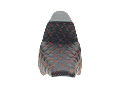 Step-Up LS Dual Seat with Orange Double Diamond Lattice Stitch. Fits Most Touring 2008-2024