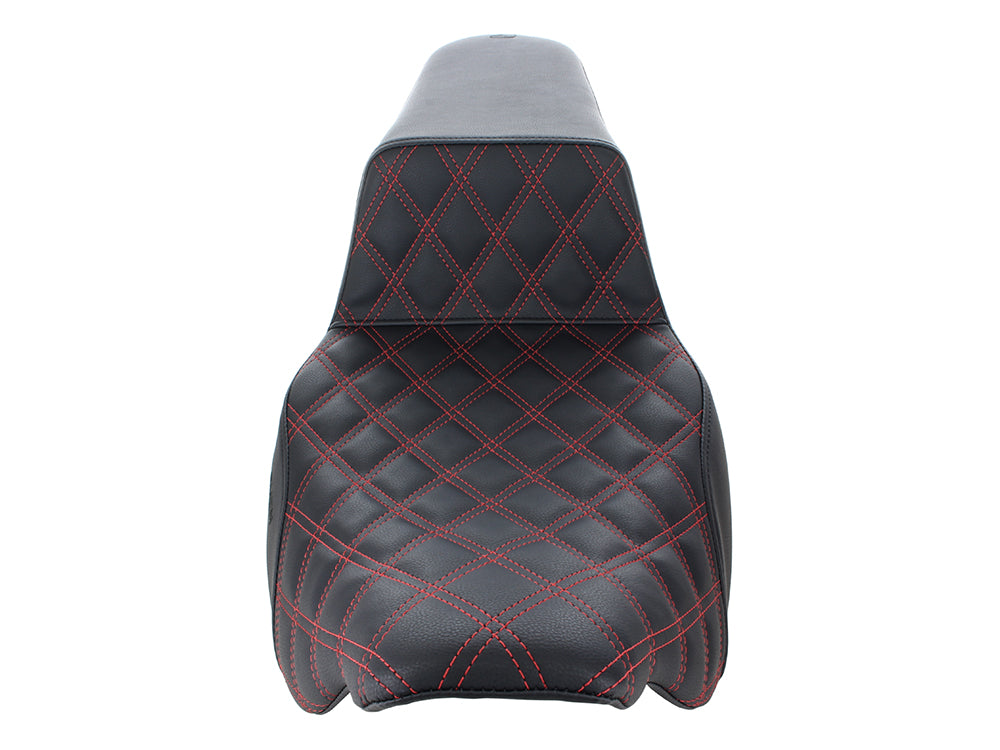 Step-Up LS Dual Seat with Red Double Diamond Lattice Stitch. Fits Most Touring 2008-2024