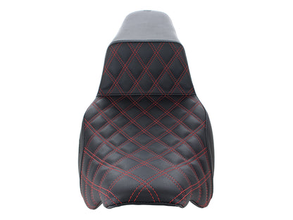 Step-Up LS Dual Seat with Red Double Diamond Lattice Stitch. Fits Most Touring 2008-2024