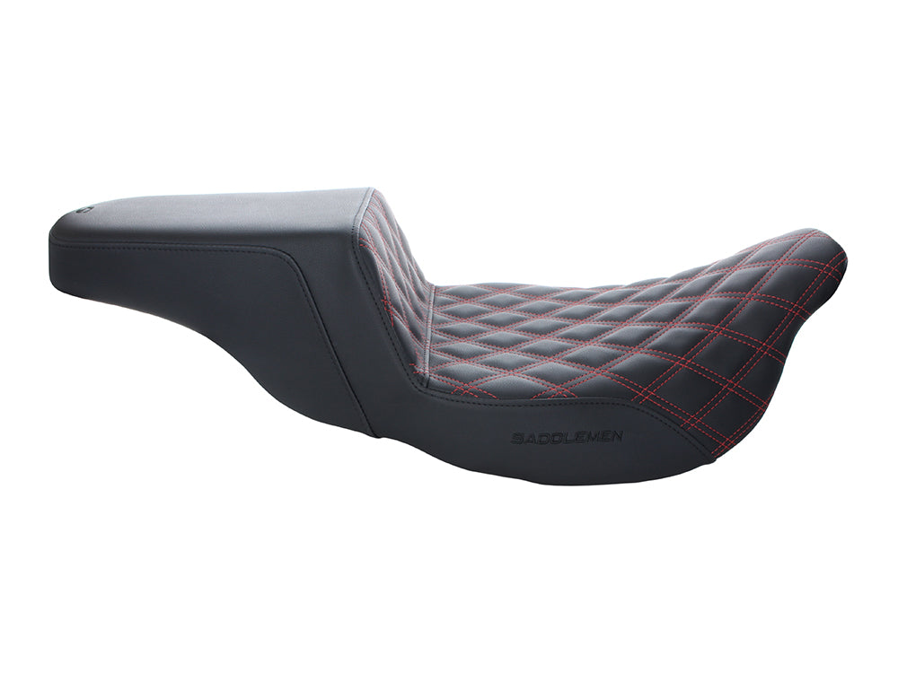 Step-Up LS Dual Seat with Red Double Diamond Lattice Stitch. Fits Most Touring 2008-2024
