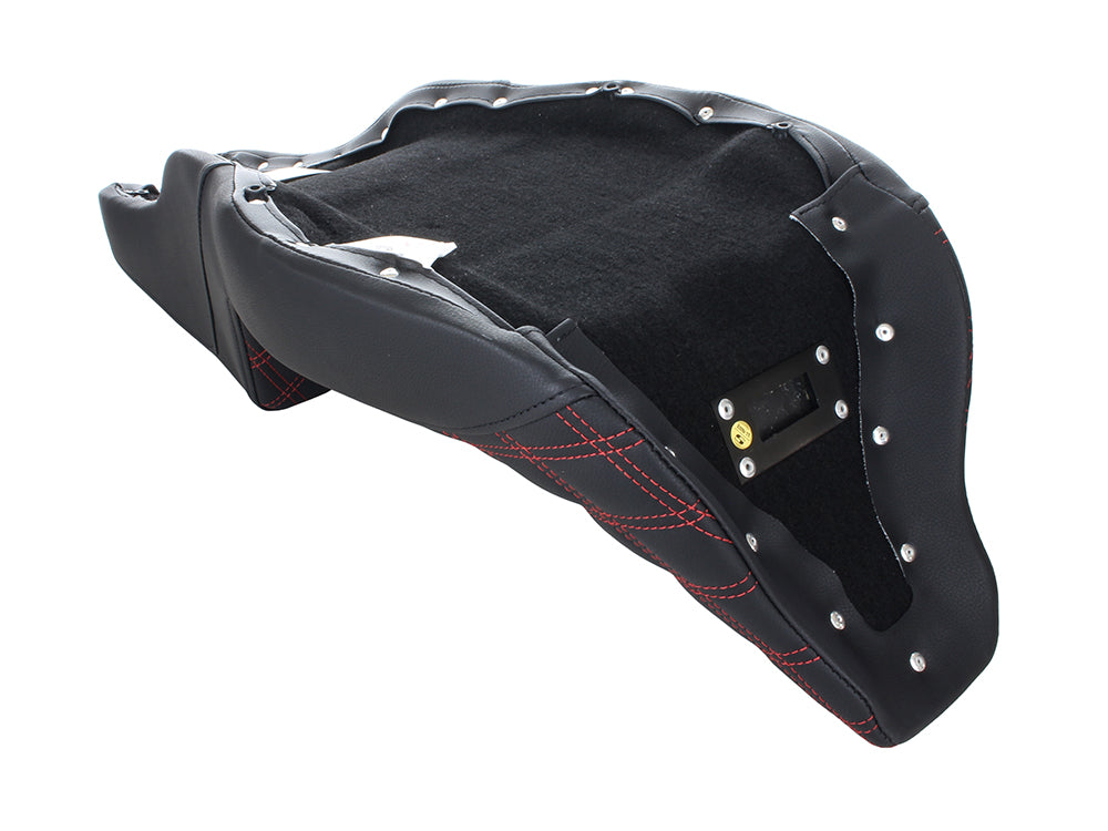Step-Up LS Dual Seat with Red Double Diamond Lattice Stitch. Fits Most Touring 2008-2024