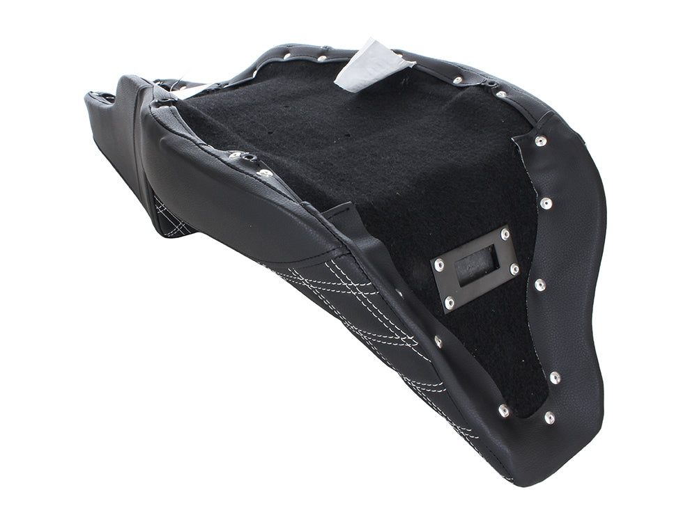 Step-Up LS Dual Seat with White Double Diamond Lattice Stitch. Fits Most Touring 2008-2024
