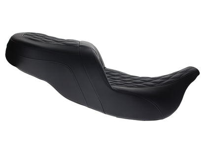 Roadsofa LS Dual Seat with Black Double Diamond Lattice Stitch. Fits Most Touring 2008-2024