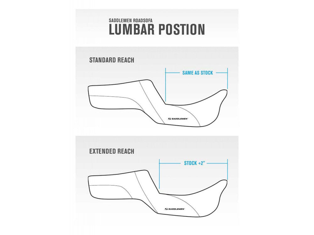 Roadsofa LS Dual Seat with Black Double Diamond Lattice Stitch. Fits Most Touring 2008-2024
