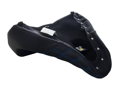 Renegade LS Solo Seat with Blue Double Diamond Lattice Stitch. Fits Fat Boy 2018up & Breakout 2023up