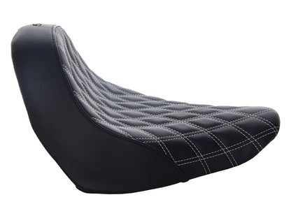 Renegade LS Solo Seat with Silver Double Diamond Lattice Stitch. Fits Fat Boy 2018up & Breakout 2023up