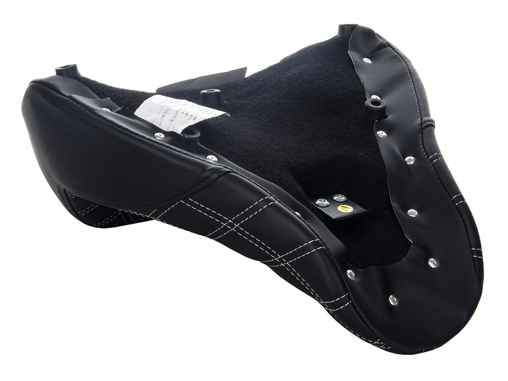 Renegade LS Solo Seat with Silver Double Diamond Lattice Stitch. Fits Fat Boy 2018up & Breakout 2023up